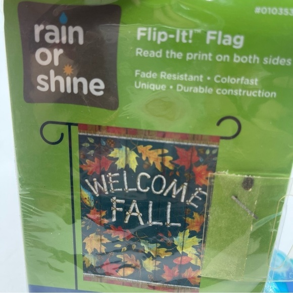 Flip It Flag Welcome Fall Rain or Shine 12.5" X 18" Brown Yellow Leaves - Picture 6 of 7